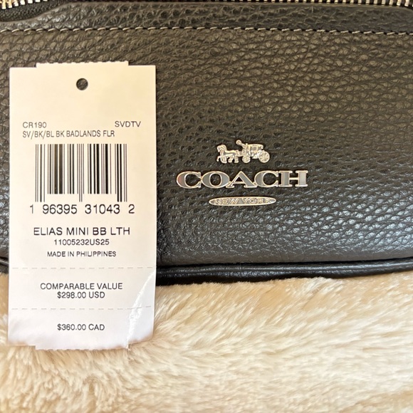 NWT Coach Pebble Leather Black Elias Mini Belt Bag/Fanny Pack - Picture 8 of 12